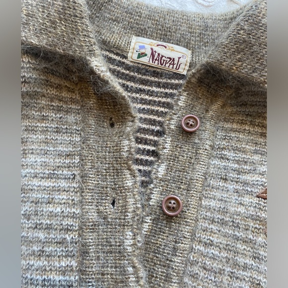 Vintage Mohair Wool Blend Floral Embroidered Sweater / Cardigan - Picture 5 of 9